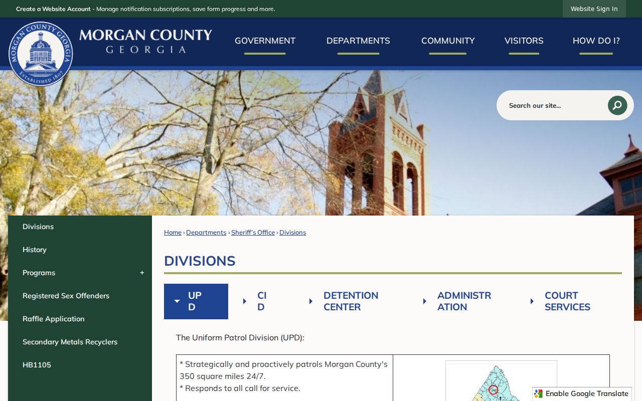 Morgan County arrest history Sheriff divisions and detention