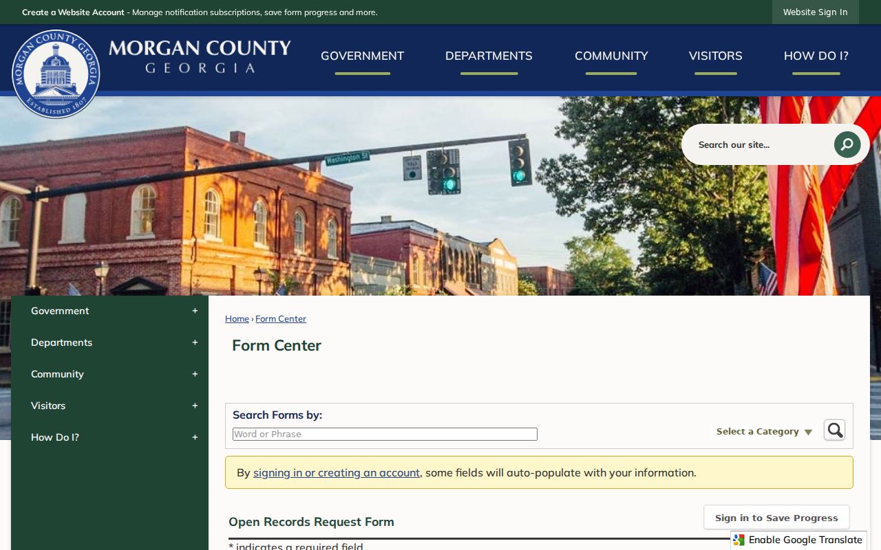 Morgan County four-step open-records form used for Bostwick Sheriff incident requests