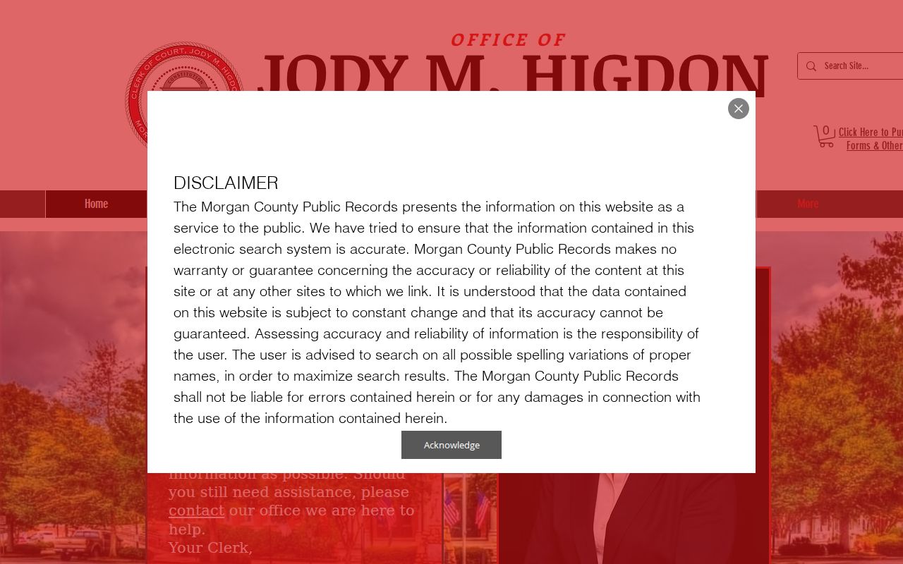 Morgan County criminal court case clerk homepage