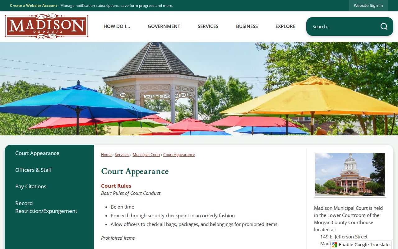 Madison criminal court records courthouse and lower courtroom appearance site