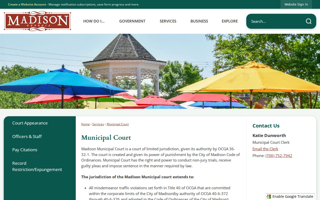 Madison criminal history and Municipal Court record jurisdiction