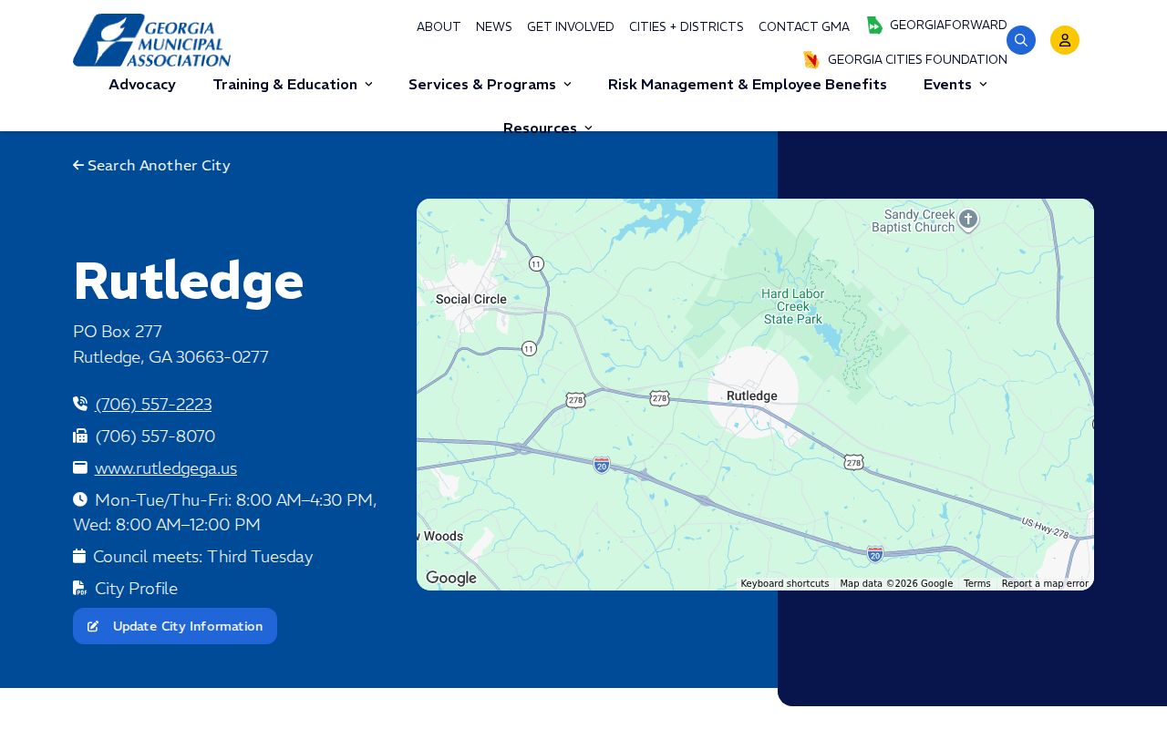 Georgia Municipal Association profile showing Rutledge City Hall information